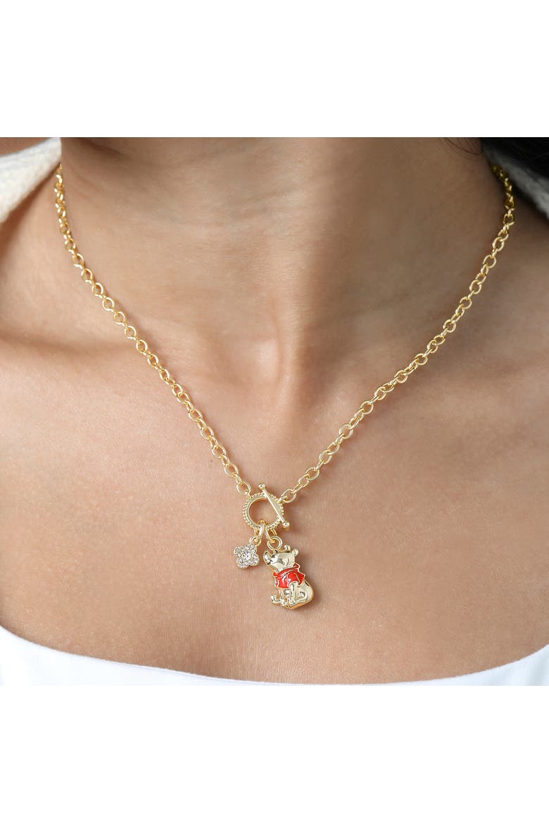 Winnie the Pooh Charm Necklace for Women, 18k Gold Flash Plate, 18"+2", Alternate, color, Metallic Gold