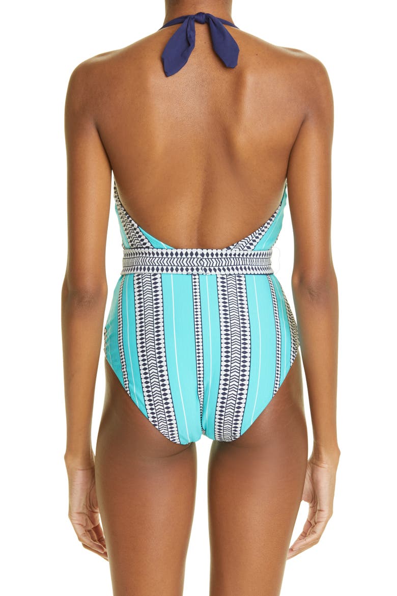 Luchia Belted One-Piece Swimsuit, Alternate, color, TURQUOISE