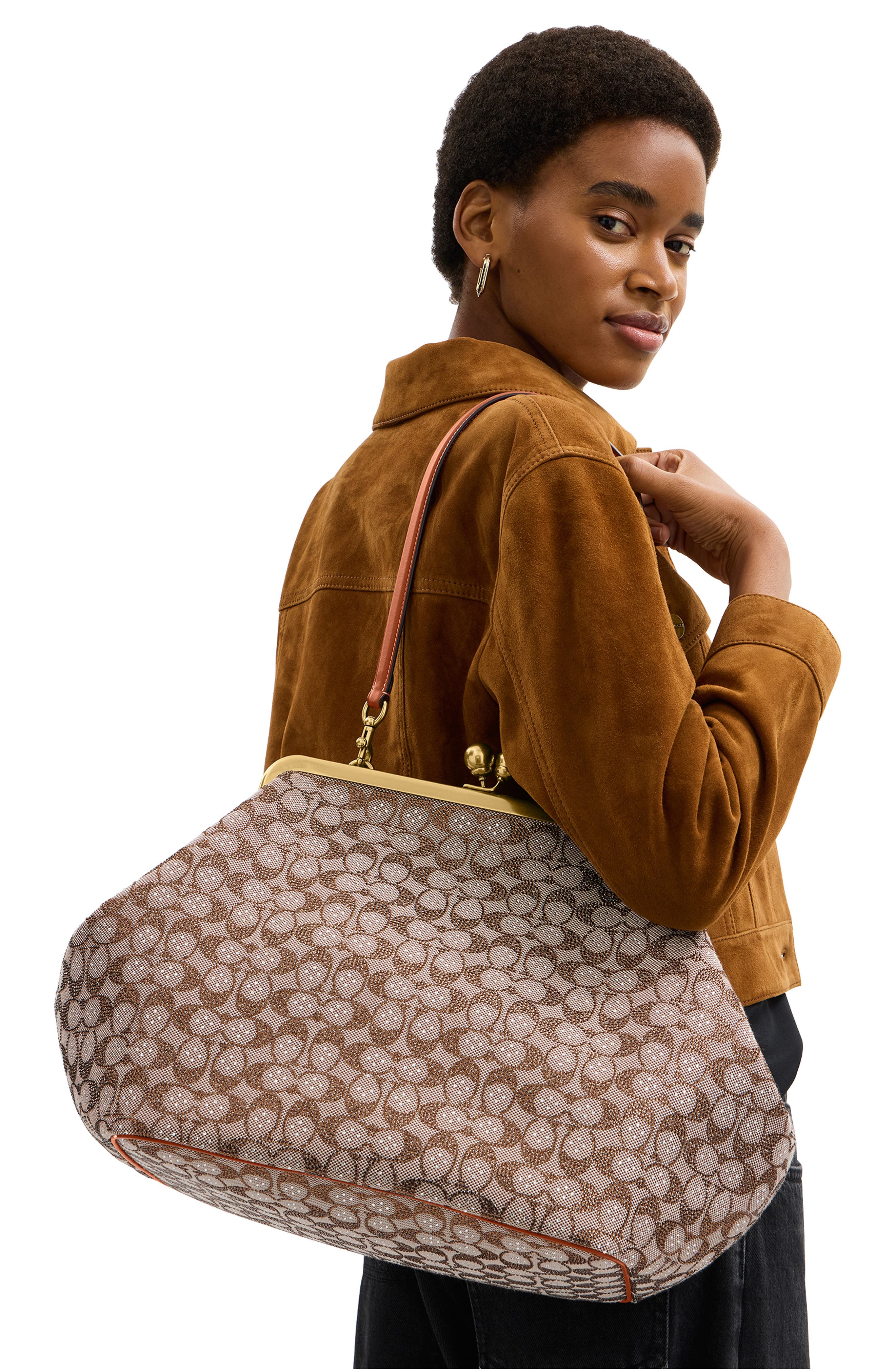 COACH LARGE KISSLOCK FRAME BAG IN CRYSTAL SIGNATURE JACQUARD, Alternate, color, 