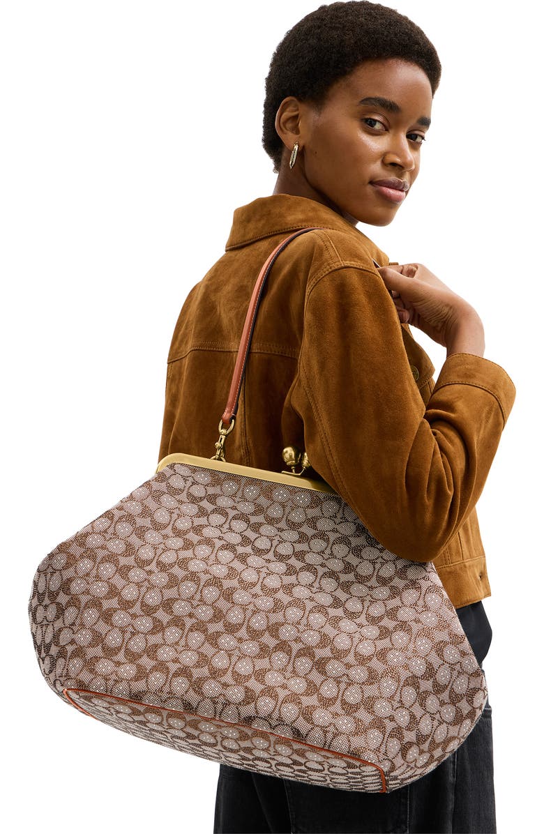 COACH LARGE KISSLOCK FRAME BAG IN CRYSTAL SIGNATURE JACQUARD, Alternate, color,