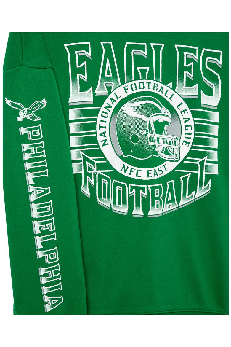Philadelphia Eagles Oversize Striped Rib Fleece Crewneck Sweatshirt, Alternate, color, KELLY