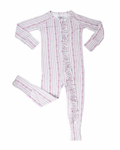 Lev Baby Victorian Floral Ruffled Convertible Romper In Pink