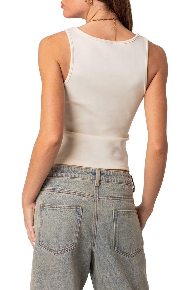 Isabetta Tie Front Knit Tank Top, Alternate, color, WHITE