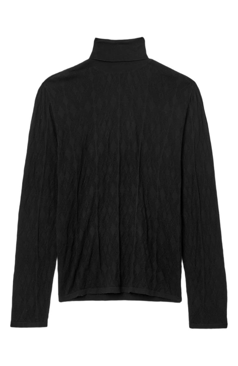John Varvatos Alistair Broken Argyle Turtleneck Sweater, Alternate, color, Black
