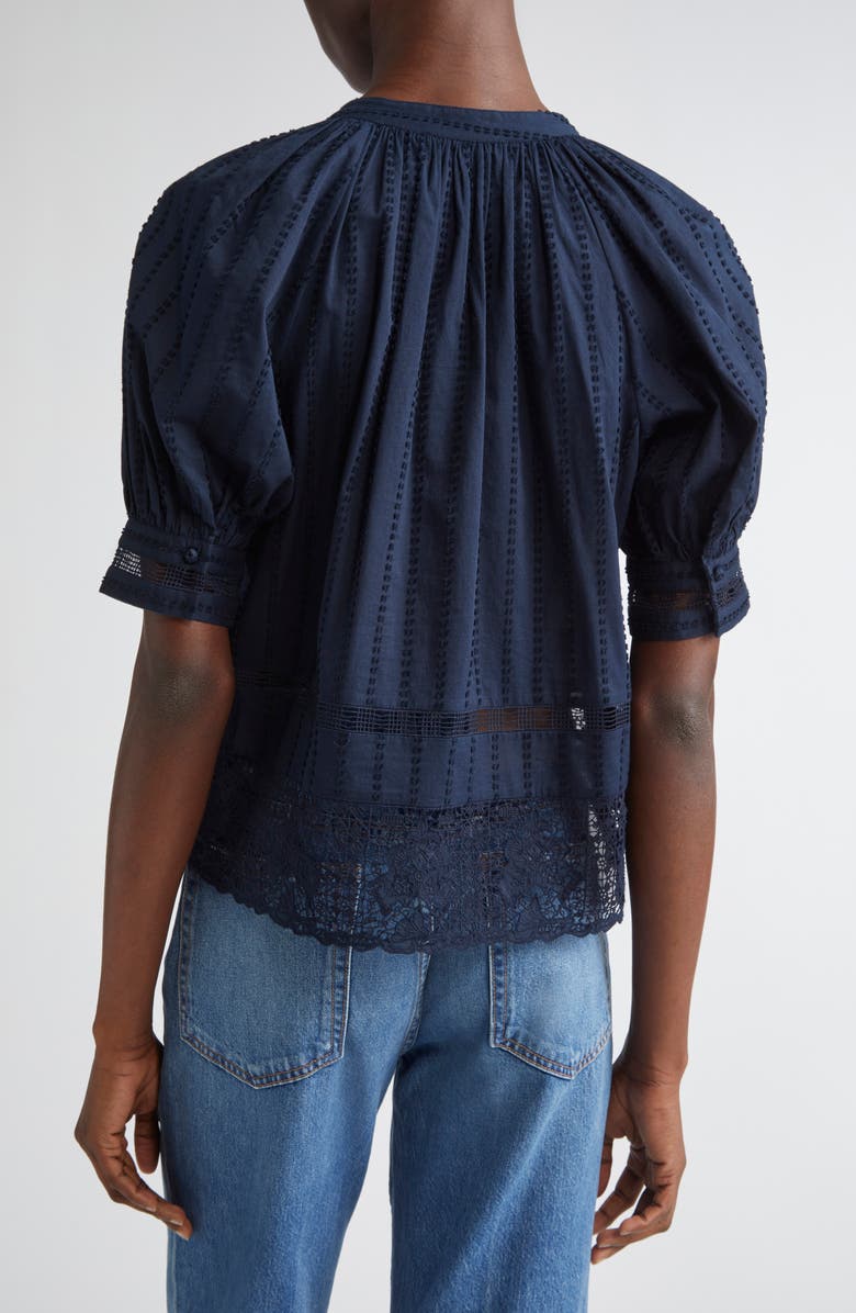 Ulla Johnson Faye Puff Sleeve Top, Alternate, color, Midnight