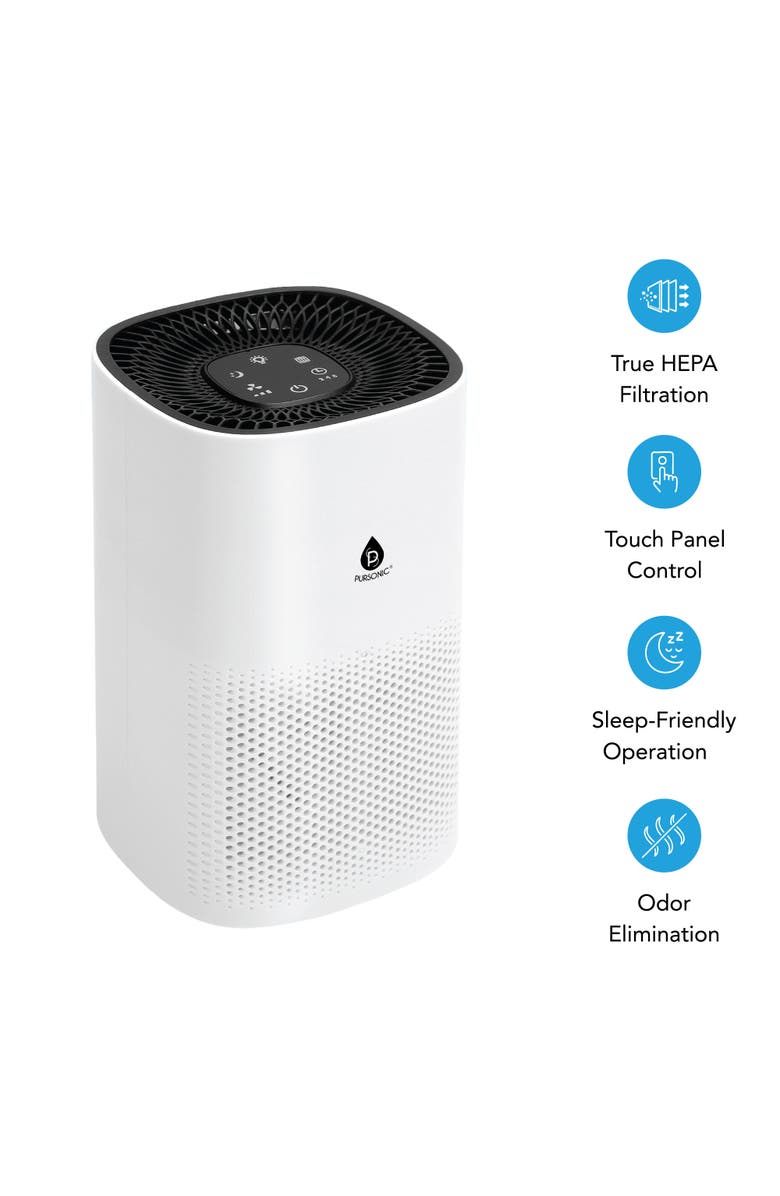 PURSONIC True HEPA Air Purifier 538 sq ft Coverage Smart Timer, Ultra-Quiet Sleep Mode & Touch Panel, Alternate, color, White