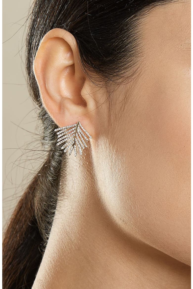 Palm Leaf Earrings, Alternate, color, Yellow Gold