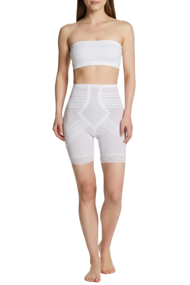 Firm  No Roll Breathable High Waist Thigh Slimmer Shaper, Main, color, White