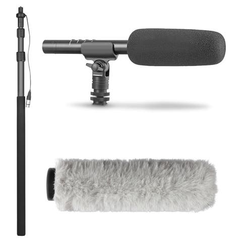 Boom Mic Bundle - Shotgun Microphone with Telescoping Boom Pole and XLR Cable