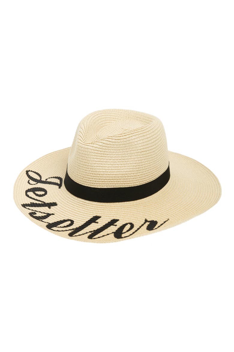 Wordplay Floppy Straw Hat, Main, color, JETSETTER