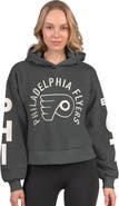 STARTER Women's Starter Heather Charcoal Philadelphia Flyers Star Player Cropped Fleece Hoodie