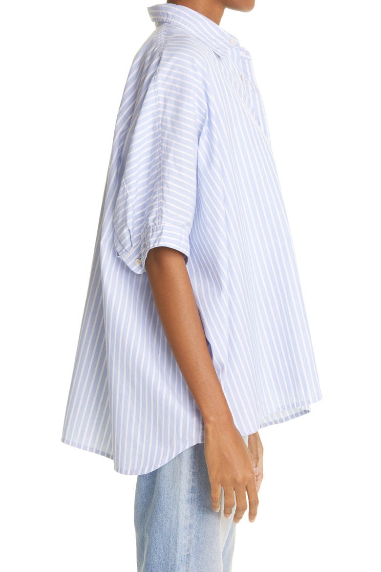 Stripe Oversize Boxy Button-Up Shirt, Alternate, color, LT BLUE WIDE STRIPE