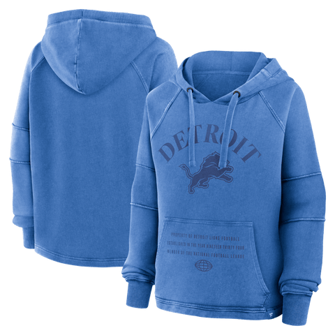 Women's Fanatics Blue Detroit Lions Oversized Raglan Gridiron Hoodie