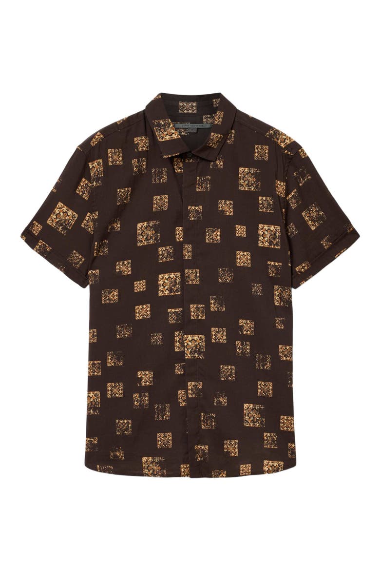 Loren Slim Fit Short Sleeve Button-Up Shirt, Alternate, color, ESPRESSO