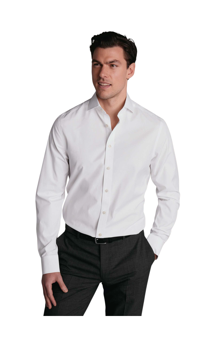 Charles Tyrwhitt Non-Iron Poplin Cutaway Slim Fit Shirt Single Cuff, Alternate, color, White