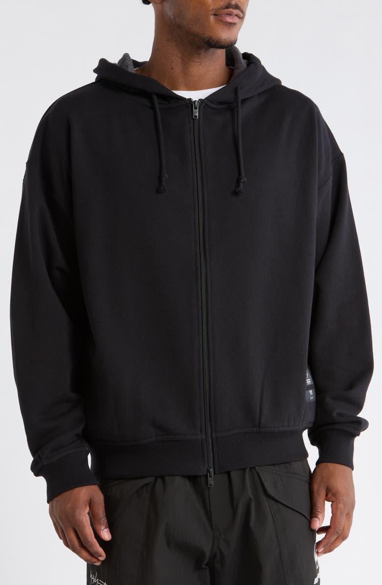 Y-3 F1 Graphic Front Zip Hoodie, Alternate, color, Black
