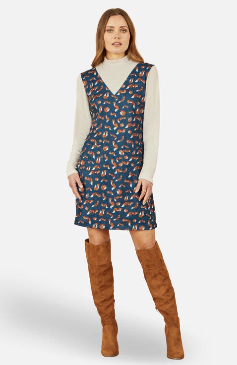 Fox Long Sleeve Layered Tunic Dress