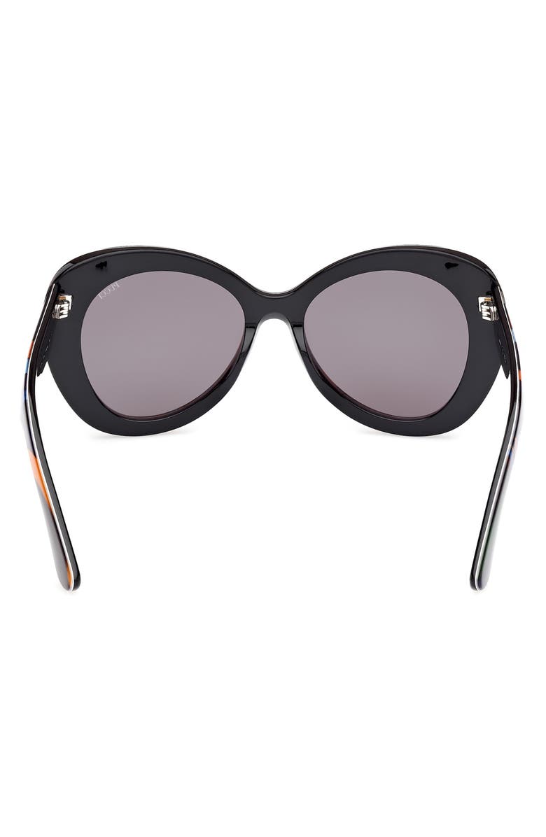 Emilio Pucci 56mm Round Sunglasses, Alternate, color, Shiny Black Pattern / Smoke