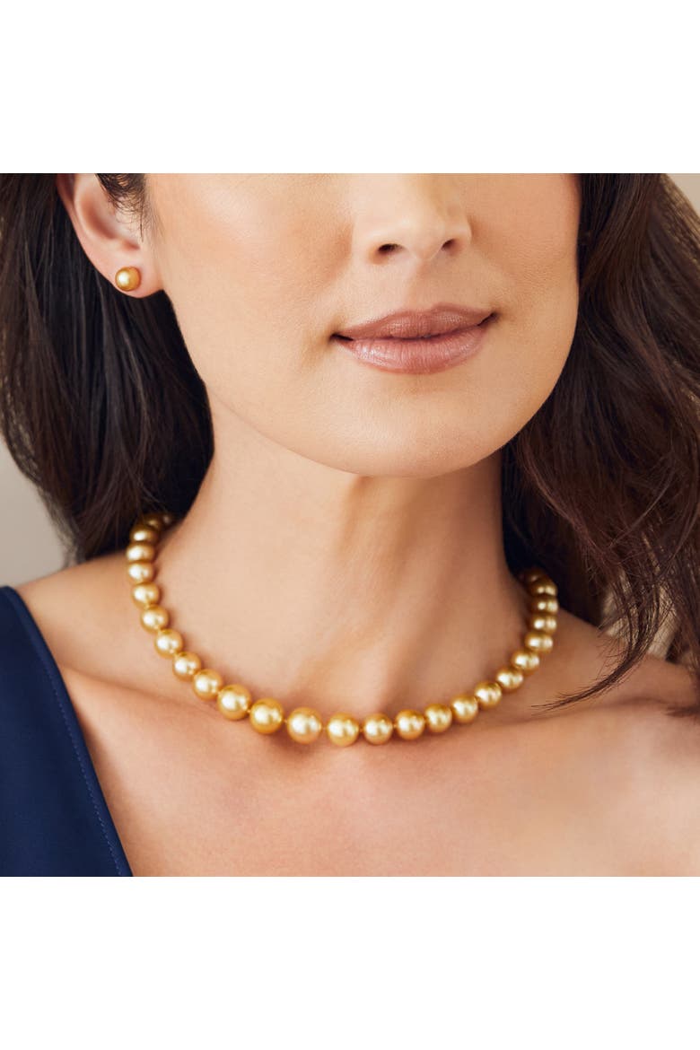 9-11mm Golden South Sea Pearl Necklace - AAA Quality, Alternate, color, Yellow Gold Clasp