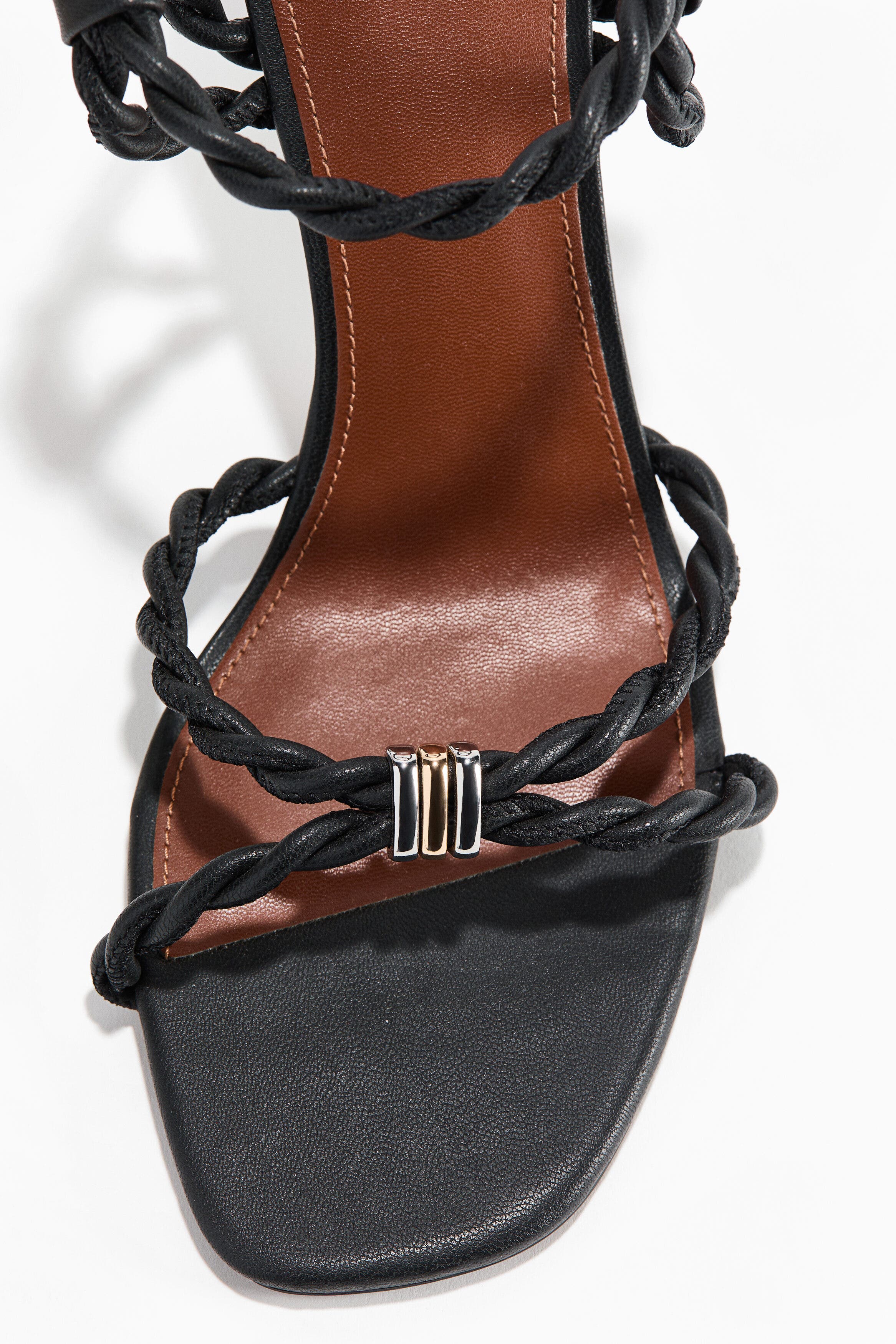 H&M Heeled Strappy Sandals, Alternate, color, Black