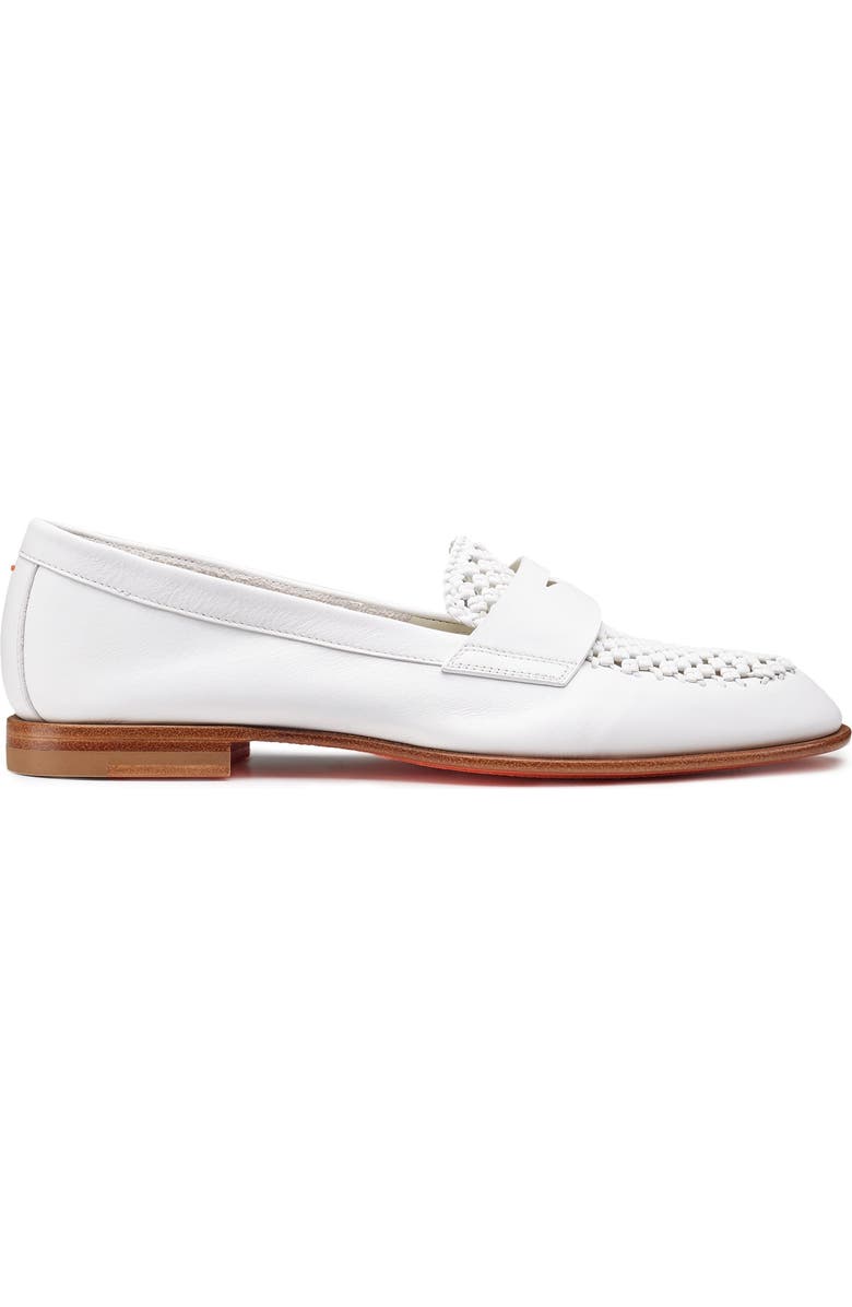 Santoni Women's Leather Penny Loafer, Alternate, color, White
