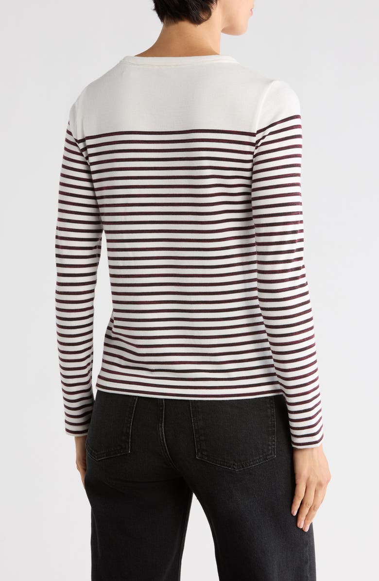 ELIE ELIE TAHARI Stripe Long Sleeve Knit Top, Alternate, color, Berry/ Ivory