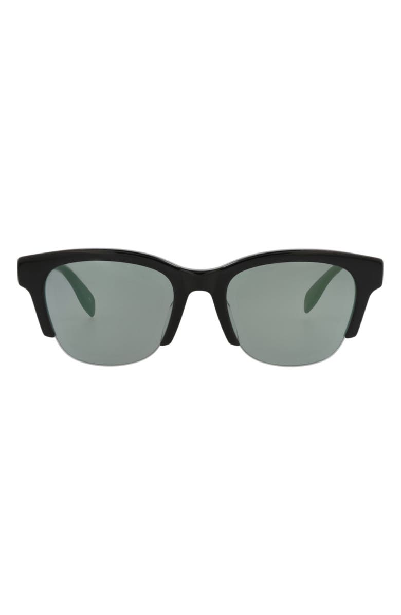 McQueen 54mm Square Sunglasses, Main, color, Black Black Green
