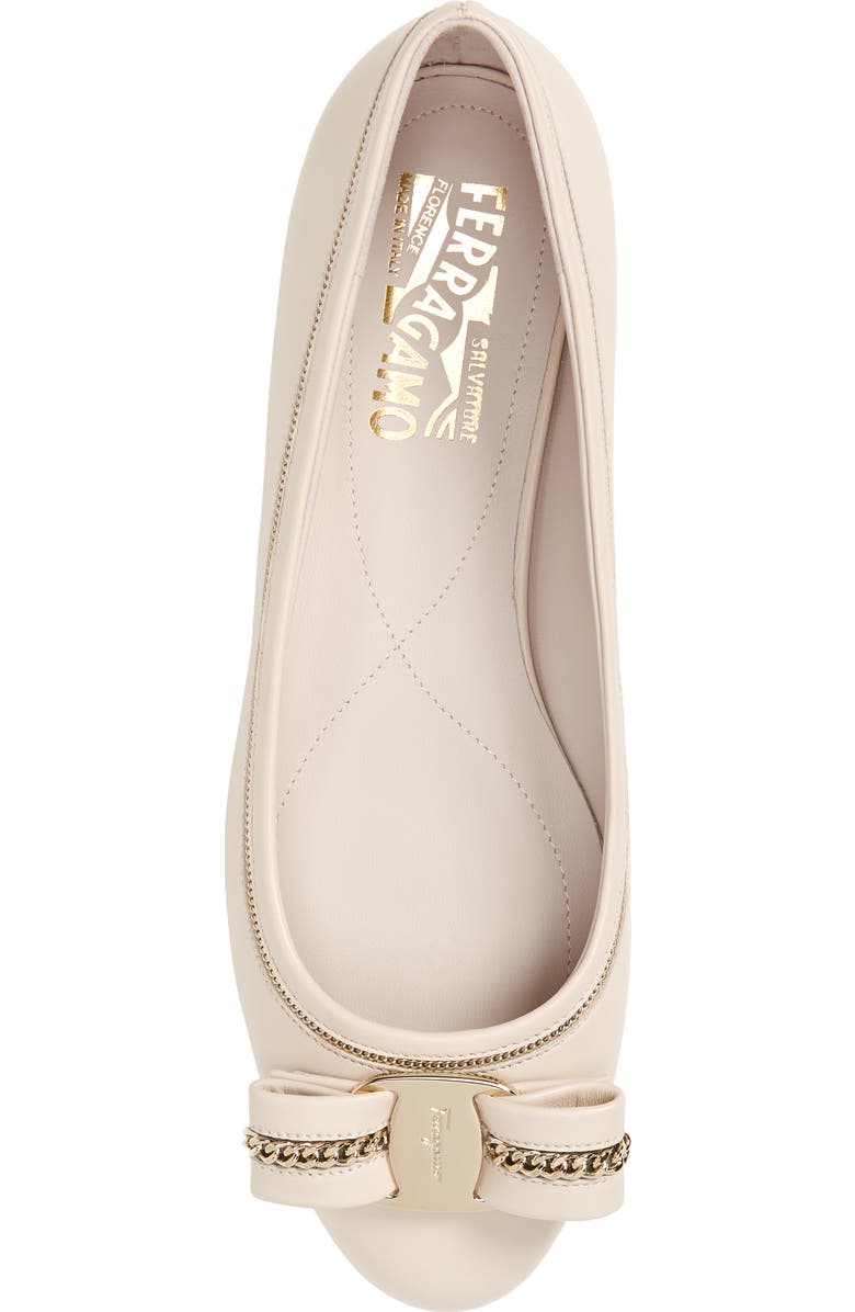 FERRAGAMO Salvatore Ferragamo Varina Lux Chain Bow Flat, Alternate, color,