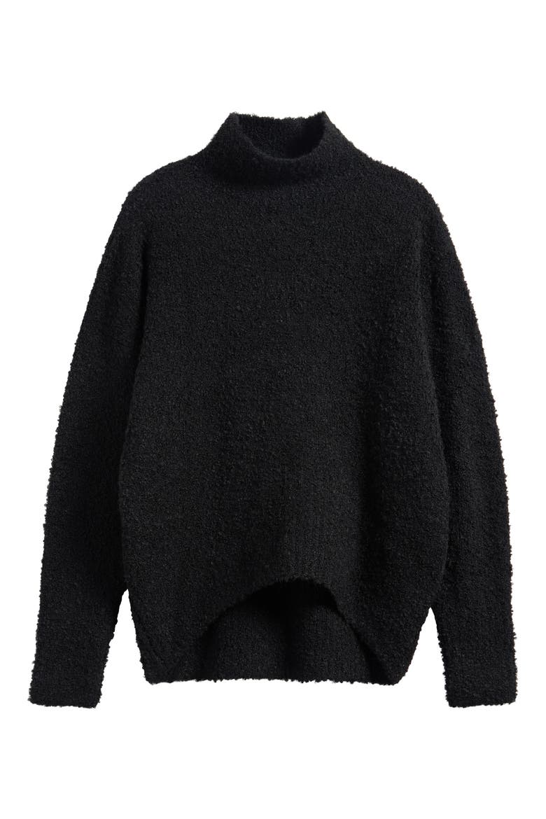 Brooklyn Bouclé Funnel Neck Sweater, Alternate, color, BLACK