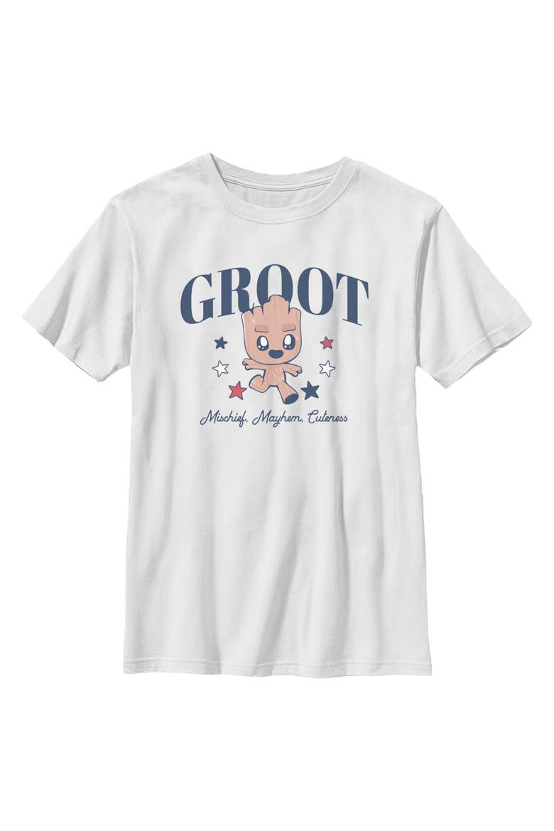 Boy's Guardians of the Galaxy Vol. 2 Mischief Mayhem Cuteness  Graphic T-Shirt, Main, color, White