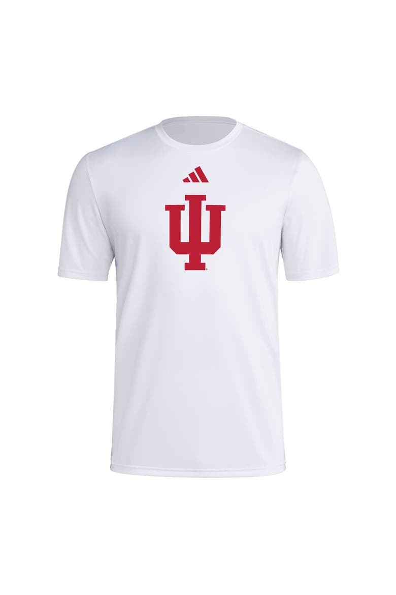 Men's adidas White Indiana Hoosiers Primary Locker Logo Pre-Game AEROREADY T-Shirt, Alternate, color, White