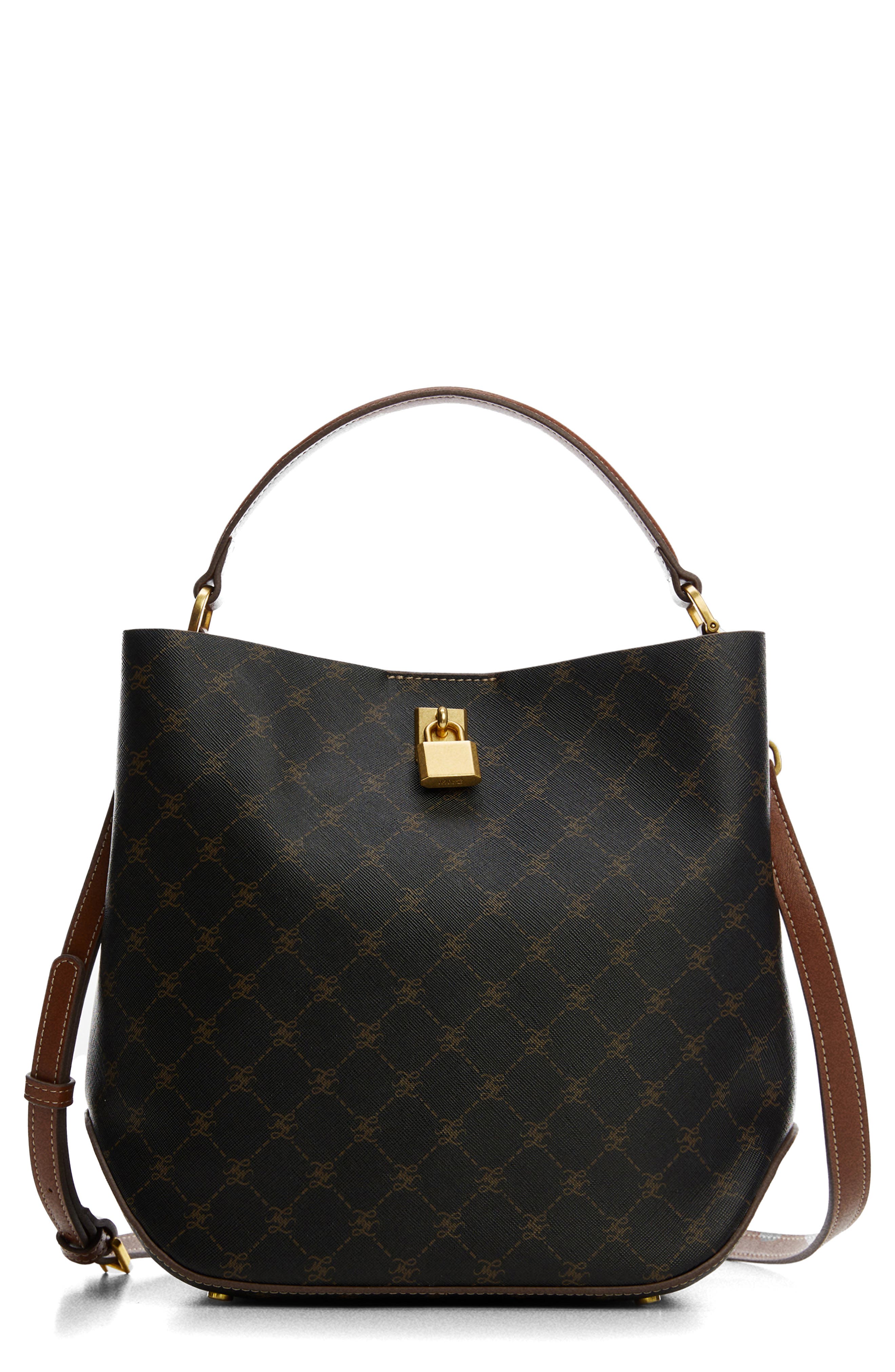 MANGO Monogram Faux Leather Shoulder Bag, Main, color, 