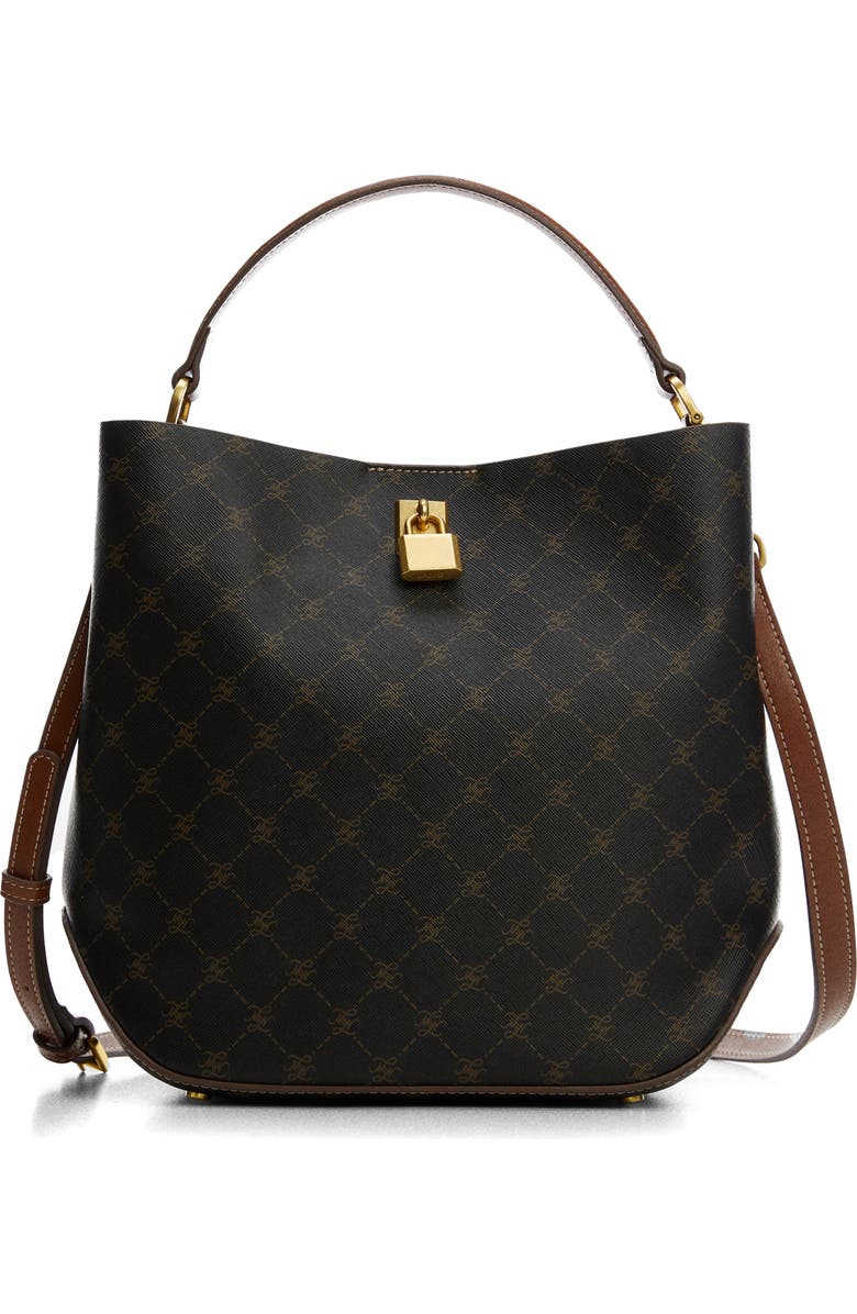 MANGO Monogram Faux Leather Shoulder Bag, Main, color,