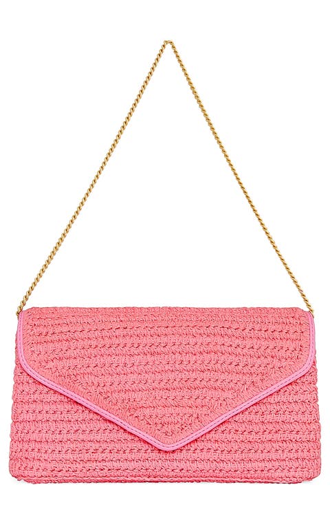 Straw Envelope Flap Clutch