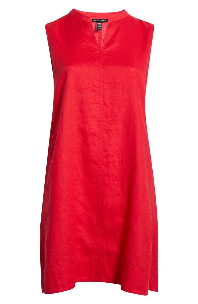 Eileen Fisher Split Neck Organic Linen Shift Dress, Alternate, color, Grenadine