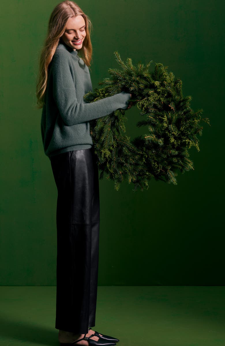 Nordstrom Wide Leg Leather Pants, Alternate, color, Black