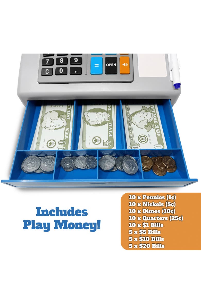 Dr. STEM Toys Dr. Stem Solarpowered Cash Register Gray 68Pc Store & Shopping Roleplay, Alternate, color,