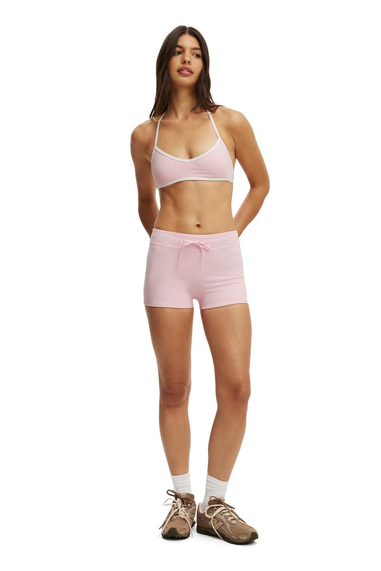 Women's Active Ultra Soft Halter Open Back Crop, Alternate, color, Cherry Dream White