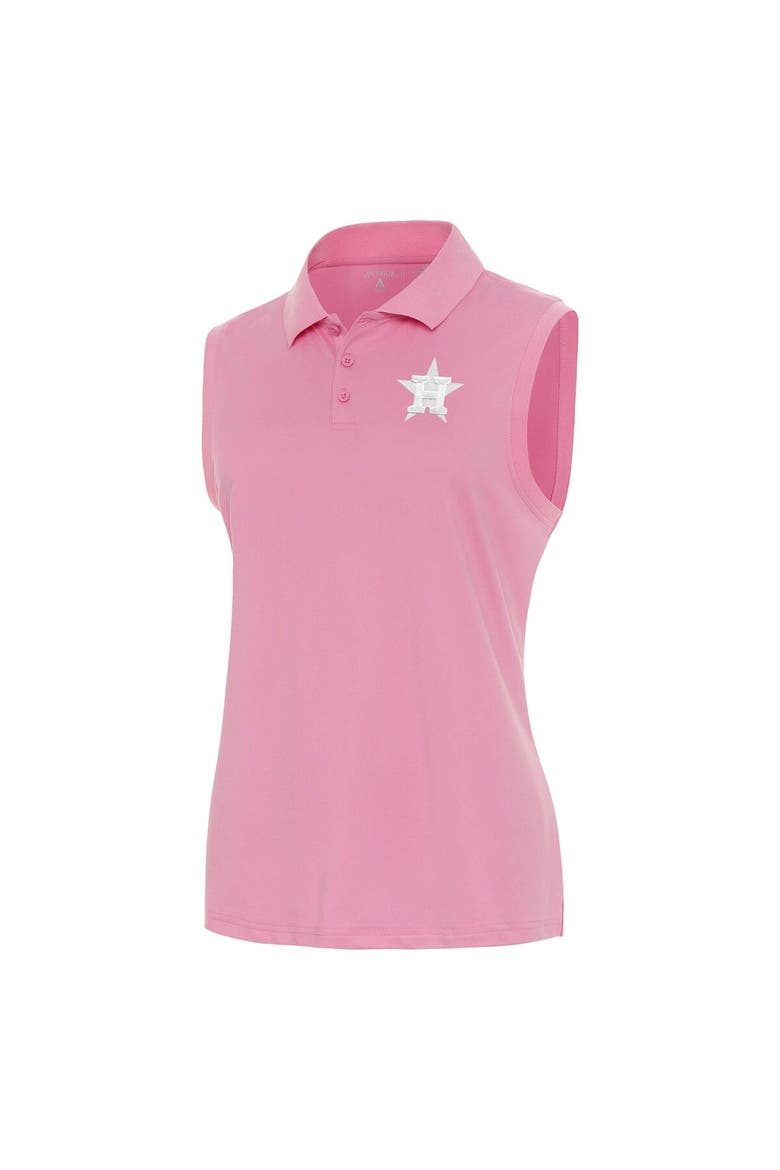 Women's Antigua  Coral Houston Astros Recap Sleeveless Polo, Main, color, Coral