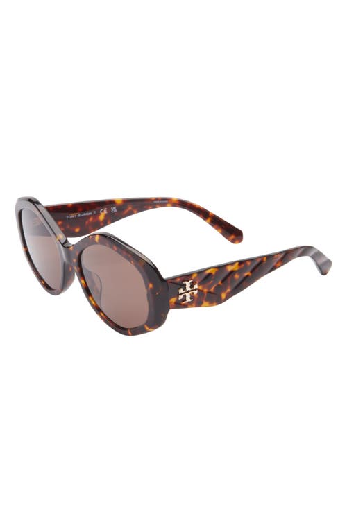 Tory Burch Kira 55mm Geometric Sunglasses In Dark Tortoise/brown