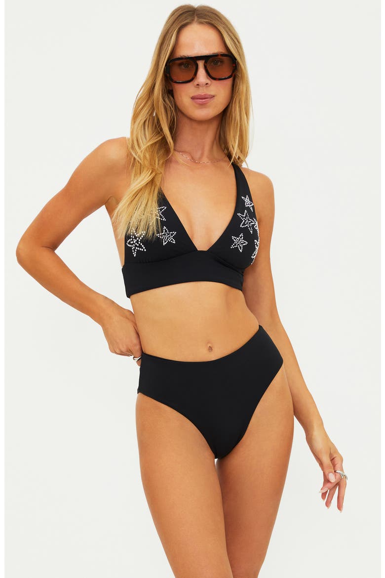 Leni Embellished Bikini Top, Alternate, color, BLACK
