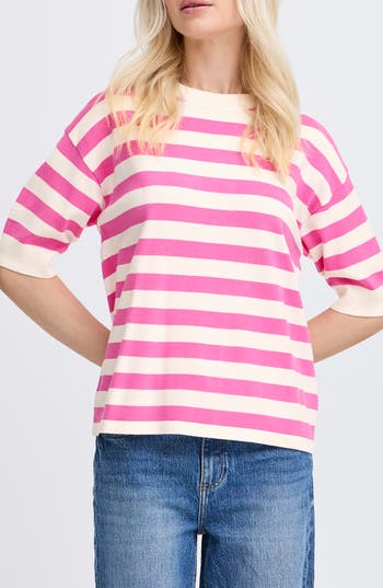 B.young Morla Cotton Knit Top In Pink