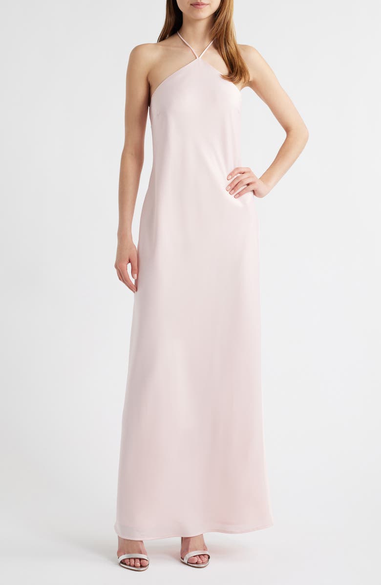 WAYF Araceli Halter Strap Satin Slipdress, Alternate, color, Pale Pink