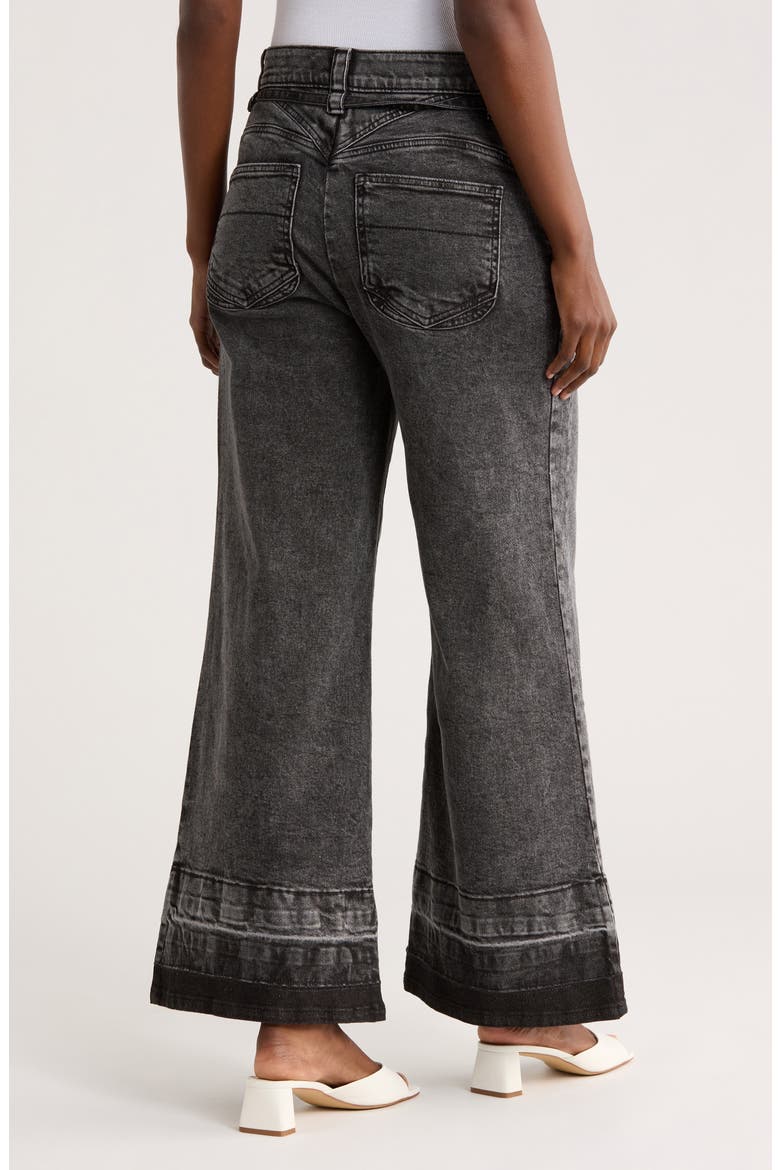 Tie Waist Wide Leg Jeans, Alternate, color, WASHED BLACK