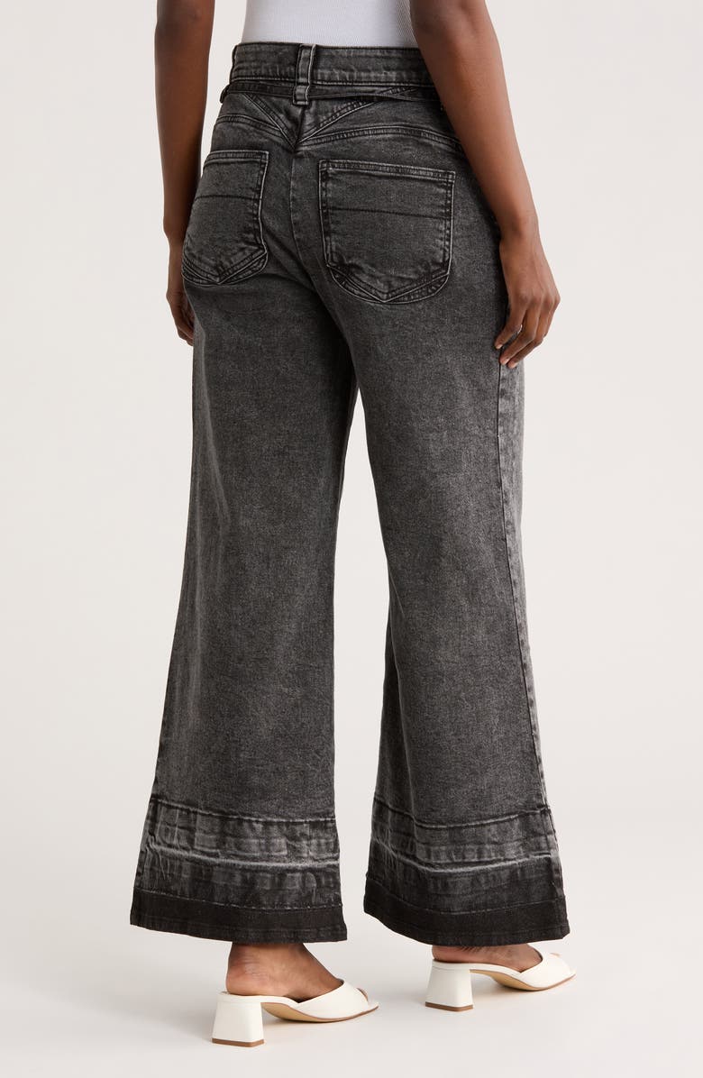 Democracy Tie Waist Wide Leg Jeans, Alternate, color, Washed Black