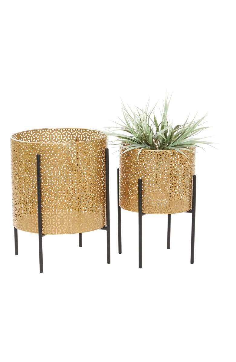 COSMO BY COSMOPOLITAN Goldtone Metal Contemporary Planter with Removable Stand - Set of 2, Main, color, Gold
