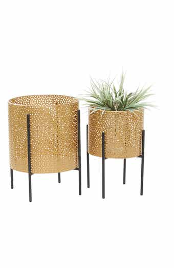 COSMO BY COSMOPOLITAN Goldtone Metal Contemporary Planter with Removable Stand - Set of 2