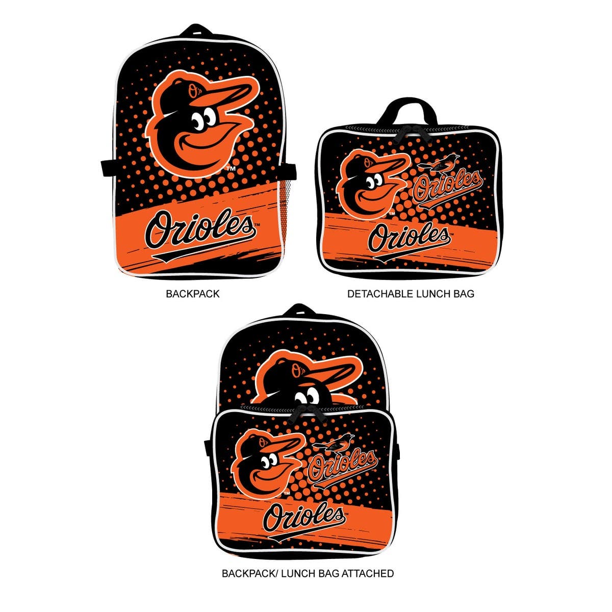 Baltimore Orioles Backpack & Lunch Box 2-Piece Set, Main, color, Black