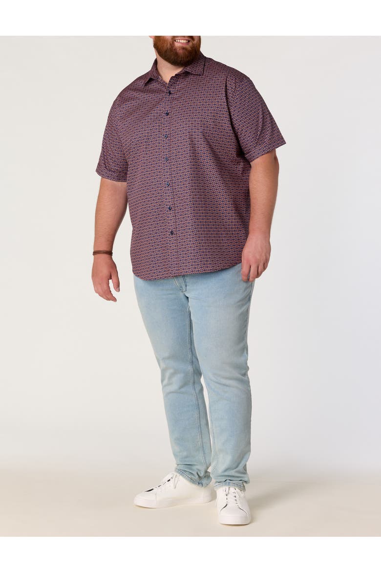 Big & Tall Geometric Dot Print Sport Shirt, Alternate, color, NAVY