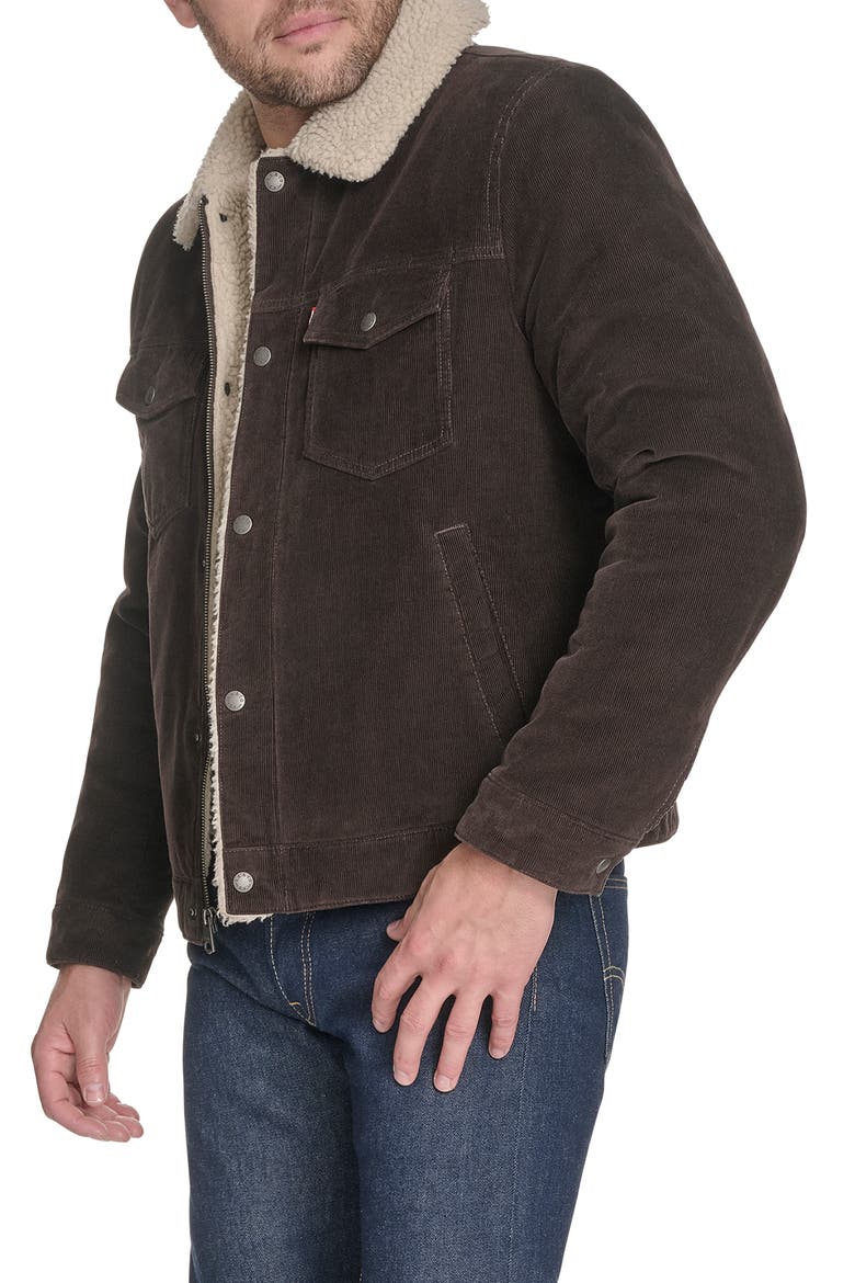 Corduroy & Faux Shearling Depot Jacket, Alternate, color, CHOCOLATE BROWN